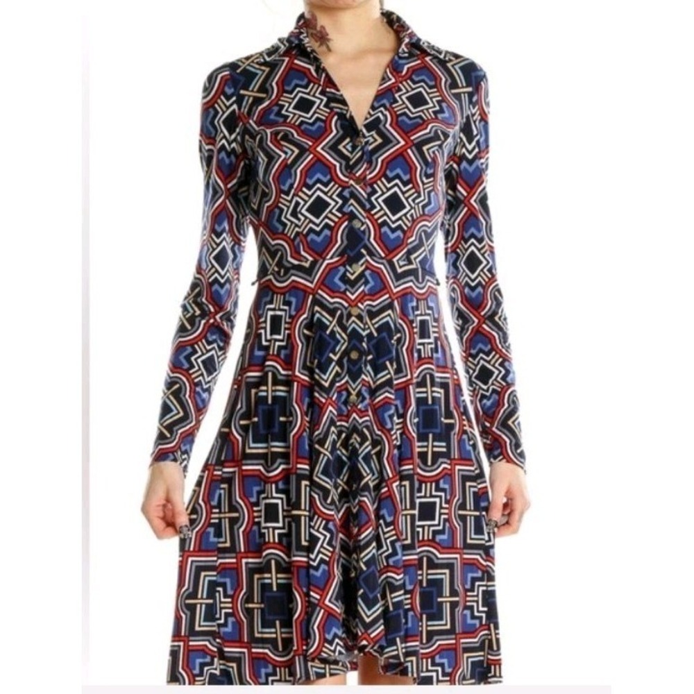 Cache women's size 8 midi dress featuring a multicolored geometric print